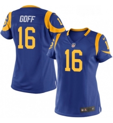 Womens Nike Los Angeles Rams 16 Jared Goff Game Royal Blue Alternate NFL Jersey