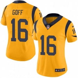 Womens Nike Los Angeles Rams 16 Jared Goff Limited Gold Rush Vapor Untouchable NFL Jersey