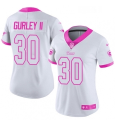 Womens Nike Los Angeles Rams 30 Todd Gurley Limited WhitePink Rush Fashion NFL Jersey