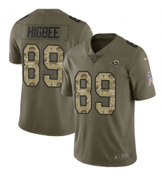 Youth Nike Rams #89 Tyler Higbee Olive Camo Stitched NFL Limited 2017 Salute to Service Jersey