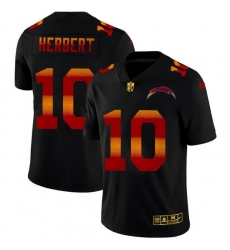 Los Angeles Chargers 10 Justin Herbert Men Black Nike Red Orange Stripe Vapor Limited NFL Jersey