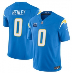 Men Los Angeles Chargers 0 Daiyan Henley Blue 2025 F U S E With 1 Star C Patch Vapor Limited Stitched Football Jersey