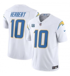 Men Los Angeles Chargers 10 Justin Herbert White 2024 F U S E  With 4 Star C Patch Vapor Untouchable Limited Stitched Jersey