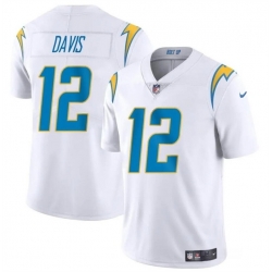 Men Los Angeles Chargers 12 Derius Davis White 2024 Vapor Limited Stitched Football Jersey