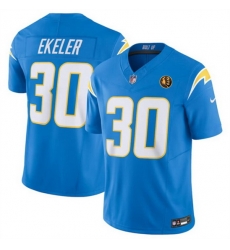 Men Los Angeles Chargers 30 Austin Ekeler Light Blue 2023 F U S E  With John Madden Patch Vapor Limited Stitched Football Jersey