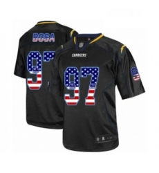 Men Los Angeles Chargers 97 Joey Bosa Elite Black USA Flag Fashion Football Jersey