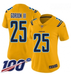 Chargers #25 Melvin Gordon III Gold Women Stitched Football Limited Inverted Legend 100th Season Jersey