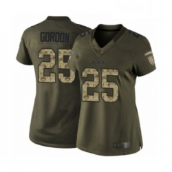 Womens Los Angeles Chargers 25 Melvin Gordon Elite Green Salute to Service Football Jersey