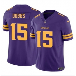 Men Minnesota Vikings 15 Josh Dobbs Purple 2023 F U S E  Color Rush Stitched Jersey