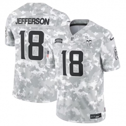 Men Minnesota Vikings 18 Justin Jefferson 2024 Arctic Camo Salute To Service Limited Stitched Football Jersey