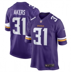 Men Minnesota Vikings 31 Cam Akers Purple Stitched Game Jersey