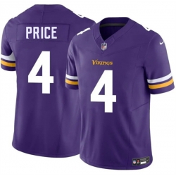 Men Minnesota Vikings  4 Myles Price Purple 2026 F U S E  Vapor Untouchable Limited Stitched Jersey