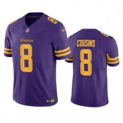 Men Minnesota Vikings 8 Kirk Cousins Purple 2023 F U S E  Color Rush Stitched Jersey