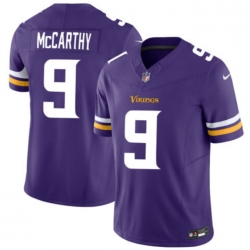 Men Minnesota Vikings #9 QB J.J. McCarthy Purple Stitched NFL Jersey