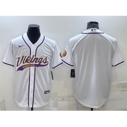 Men Minnesota Vikings Blank White With Patch Cool Base Stitched Baseb