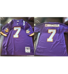 Men Minnesota Vikings Mitchell Ness Randall Cunningham #7 Purple Stitched NFL Jersey