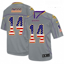 Mens Nike Minnesota Vikings 14 Stefon Diggs Elite Grey USA Flag Fashion NFL Jersey