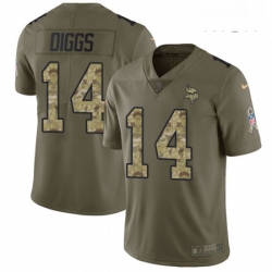 Mens Nike Minnesota Vikings 14 Stefon Diggs Limited OliveCamo 2017 Salute to Service NFL Jersey