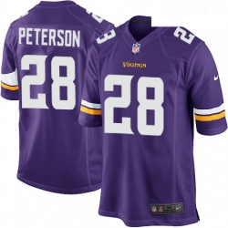 Mens Nike Minnesota Vikings 28 Adrian Peterson Game Purple Team Color NFL Jersey