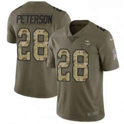 Mens Nike Minnesota Vikings 28 Adrian Peterson Limited OliveCamo 2017 Salute to Service NFL Jersey