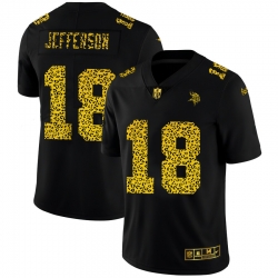 Minnesota Vikings 18 Justin Jefferson Men Nike Leopard Print Fashion Vapor Limited NFL Jersey Black