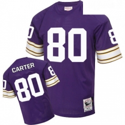 Mitchell And Ness Minnesota Vikings 80 Cris Carter Purple Team Color Authentic Throwback NFL Jersey