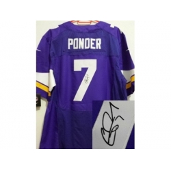 Nike Minnesota Vikings 7 Christian Ponder Purple Elite Signed NFL Jersey