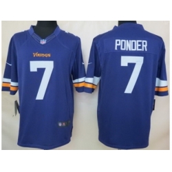 Nike Minnesota Vikings 7 Christian Ponder Purple Limited NFL Jersey