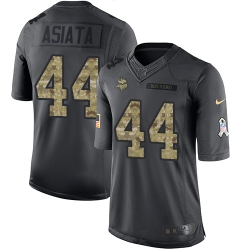 Nike Vikings #44 Matt Asiata Black Mens Stitched NFL Limited 2016 Salute To Service Jersey