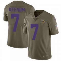 Nike Vikings #7 Case Keenum Olive Mens Stitched NFL Limited 2017 Salute to Service Jersey