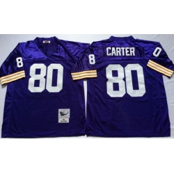 Vikings 80 Cris Carter Purple Throwback Jersey