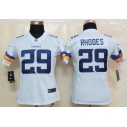 Women Nike Minnesota Vikings 29 Xavier Rhodes White Limited NFL Football Jerseys 2013 New Style