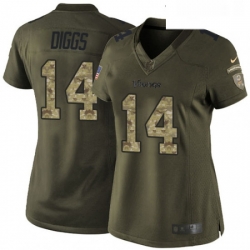 Womens Nike Minnesota Vikings 14 Stefon Diggs Elite Green Salute to Service NFL Jersey