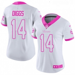 Womens Nike Minnesota Vikings 14 Stefon Diggs Limited WhitePink Rush Fashion NFL Jersey