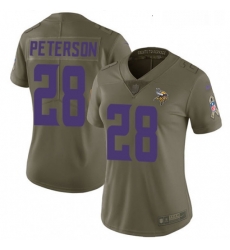 Womens Nike Minnesota Vikings 28 Adrian Peterson Limited Olive 2017 Salute to Service NFL Jersey