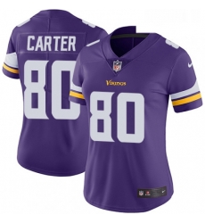 Womens Nike Minnesota Vikings 80 Cris Carter Purple Team Color Vapor Untouchable Limited Player NFL Jersey