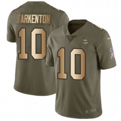 Youth Nike Minnesota Vikings 10 Fran Tarkenton Limited OliveGold 2017 Salute to Service NFL Jersey