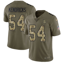 Youth Nike Vikings #54 Eric Kendricks Olive Camo Stitched NFL Limited 2017 Salute to Service Jersey