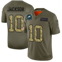 Eagles 10 DeSean Jackson Olive Camo Men Stitched Football Limited 2019 Salute To Service Jersey