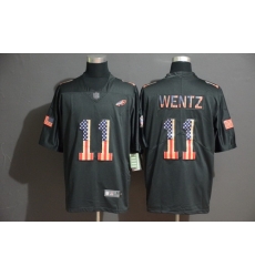 Eagles 11 Carson Wentz 2019 Black Salute To Service USA Flag Fashion Limited Jersey