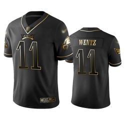 Eagles 11 Carson Wentz Black Men Stitched Football Limited Golden Edition Jersey