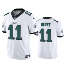 Men Philadelphia Eagles 11 A J Brown White 2023 F U S E Vapor Untouchable Stitched Football Jersey