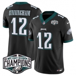 Men Philadelphia Eagles 12 Randall Cunningham Black 2024 NFC East Champions F U S E  Vapor Untouchable Limited Stitched Football Jersey