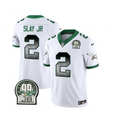 Men Philadelphia Eagles 2 Darius Slay JR White 2023 F U S E  Throwback Vapor Untouchable Limited Stitched Football Jersey