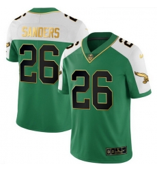 Men Philadelphia Eagles  26 Saquon Barkley Kelly Green Alternate Gold Stitched Football Jersey