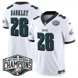 Men Philadelphia Eagles 26 Saquon Barkley White 2024 NFC East Champions F U S E  Vapor Untouchable Limited Stitched Football Jersey