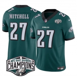 Men Philadelphia Eagles 27 Quinyon Mitchell Green 2024 New NFC East Champions F U S E  Vapor Untouchable Limited Stitched Football Jersey