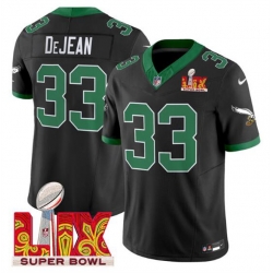 Men Philadelphia Eagles 33 Cooper DeJean Black 2025 Super Bowl LIX Patch F U S E  Vapor Untouchable Limited Stitched Football Jersey