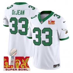 Men Philadelphia Eagles 33 Cooper DeJean White 2025 Super Bowl LIX Patch F U S E  Vapor Untouchable Limited Stitched Football Jersey