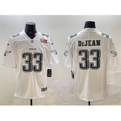 Men Philadelphia Eagles 33 Cooper DeJean White 2025 Super Bowl LIX Patch Fashion New Vapor Untouchable Limited Stitched Football Jersey